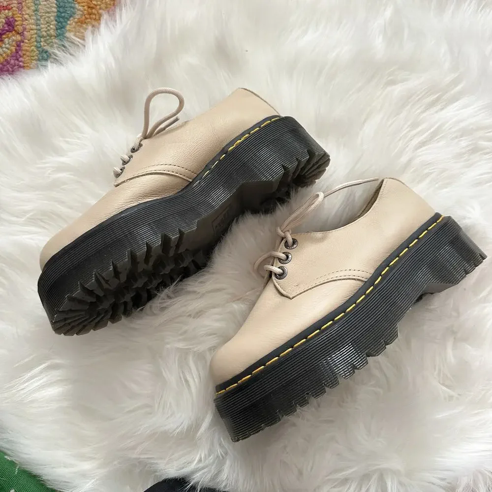 Dr. Martens 1461 II Pisa Leather Platform Shoes in Parchment Beige Size 6 - Picture 2 of 6